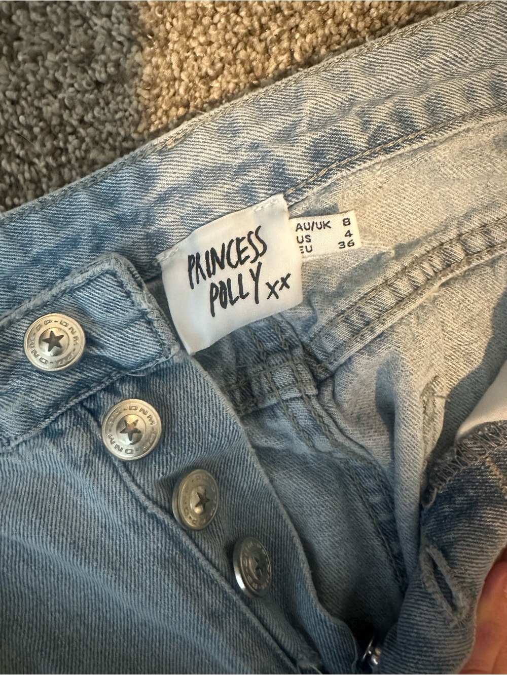 Princess Polly Light Wash High Rise Button-Fly Jeans